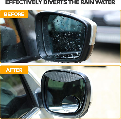 EcoNour Car Blind Spot Mirrors with Rain Visor (2 Pack) - Convex Rear View Blind Spot Mirrors, 2" Round HD Car Side Mirror Blindspot, Wide Angle A...