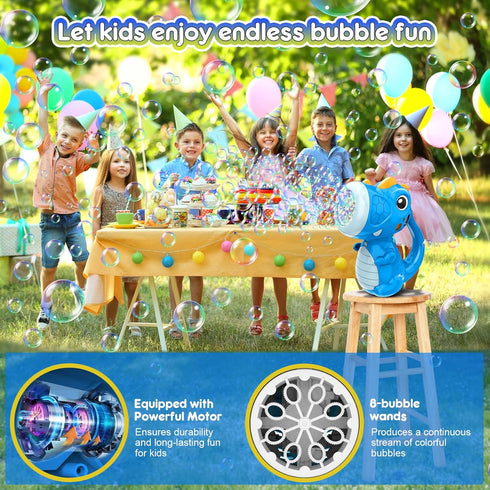 Dinosaur Bubble Machine for Toddlers 1-3: Automatic Bubble Maker Blower Gun for Kids Ages 3-5 | Outdoor Portable Dino Bubble Blaster Toys...