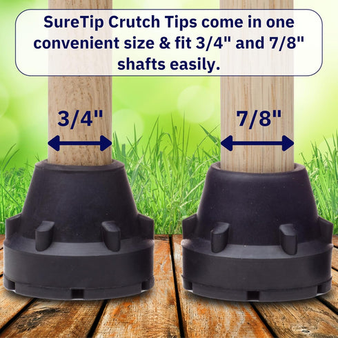 GRAY Crutch Tips & Cane Tip (Pair of 2) – 1 Size Fits All 3/4" 7/8” Inch - Extreme Grip Heavy Duty Crutches Shafts Longest Lasting High Performanc...