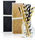 Black and Gold Straws - Great for Gold Party Decorations, Graduation, Bachelorette, Wedding, New Years Eve Parties - 125 Biodegradable Disposable ...