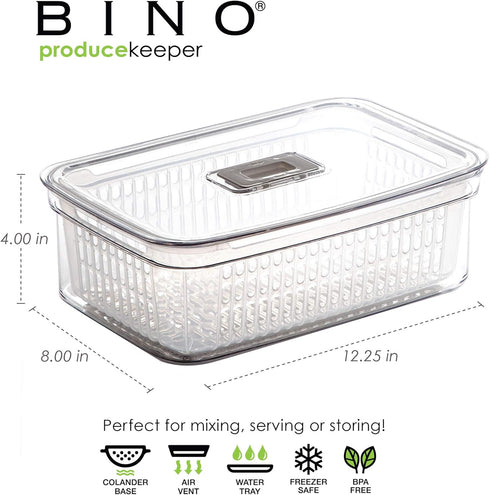 BINO | Produce Saver - 15.2 Cup/3.6L | Fridge Storage Containers for Fruits and Vegetables | Vegetable Storage with Adjustable Air Vent, Removable...