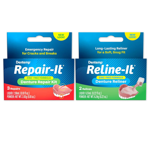 Dentemp Repair-it Denture Repair Kit & Reline-it Denture Reliner - Denture Kit (Multi-Pack) - Refit and Tighten Dentures for Both Upper & Lower De...