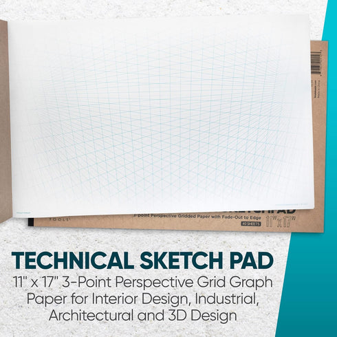 Koala Tools | Drawing Perspective (1 and 2-Point) Large Sketch Pad (3 Point - 11 x 17)...