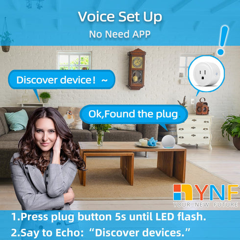 YNF Smart Plug, Works with Alexa, Simple to Set Up with One Voice Command, Voice Control, Remote Control, Timer & Schedule & Group Controller, Sta...