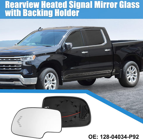 X AUTOHAUX Car Left Rearview Heated Signal Mirror Glass for Chevy Silverado Avalanche Suburban for GMC Sierra 1500 2500 2003-2006...