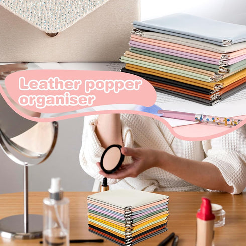 MAQUITA 15 Pcs Lambskin Small Makeup Bag Waterproof Leather Pocket Cosmetic Bag No Zipper Self Closing Small Cosmetic Bag Cosmetic Pouch Travel St...