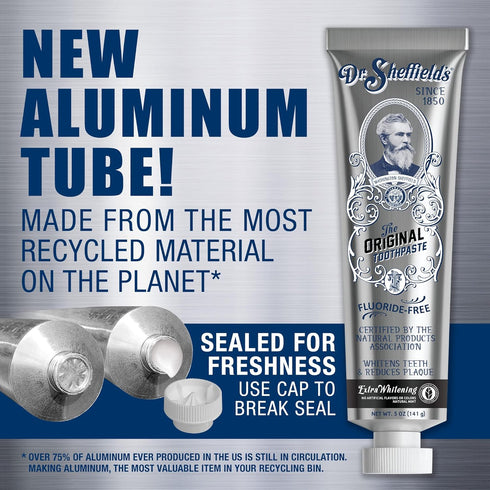 Dr. Sheffield’s Certified Natural Toothpaste (Extra-Whitening) - Great Tasting, Fluoride Free Toothpaste/Freshen Your Breath, Whiten Your Teeth, R...