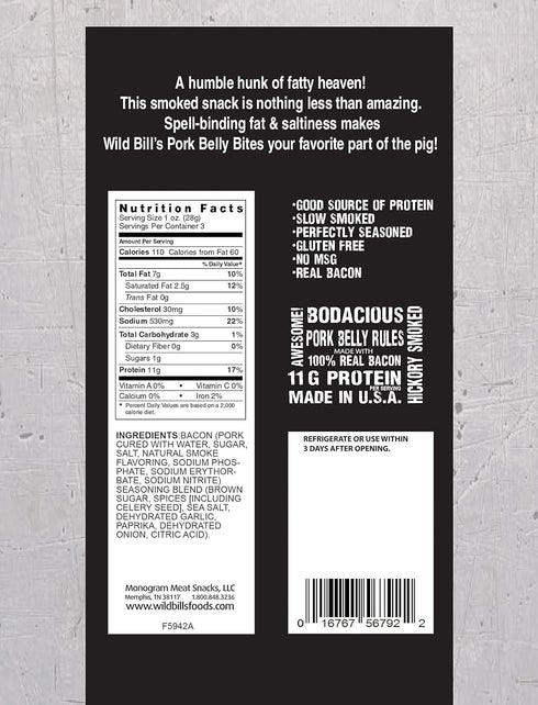 Wild Bill’s Pork Belly Bites 3 Ounce Pack (3 count)...
