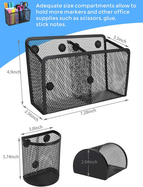 Magnetic Pencil Holder, Metal Strong Magnet Pen Cup Magnetic Marker Storage Basket Organizer to Hold Whiteboard Refrigerator Fridge Locker Accesso...