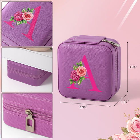 Travel Jewelry Case Jewelry Box, Valentines Day Gifts for Her, Wife, Girlfriend, Daughter, Personalized Gifts - Initial Jewelry Holder Organizer, ...