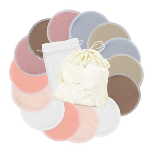 wegreeco Nursing Breast Pads (14 Pack) + Laundry Bag & Travel Storage Bag, 4.7 inch Option - Washable & Reusable Breastfeeding Nursing Pads (Mild,...