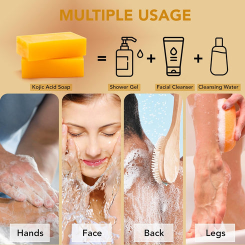 Organic Honey Turmeric Kojic Acid Soap. Dark Spot Remover Soap Bars with Vit C, Retinol, Collagen, Turmeric - Complex Infused with Hyaluronic Acid...