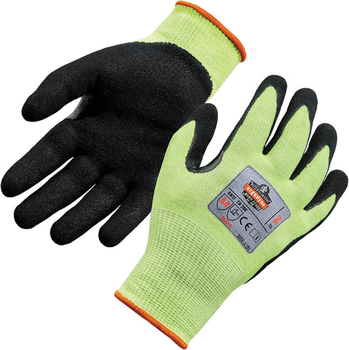 Ergodyne unisex adult Nitrile-coated ANSI A4 Nitrile Coated CR Gloves, Lime, Extra Large US, Factory...