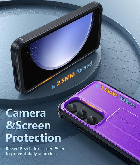 FNTCASE for Samsung Galaxy S23-FE Case: Military Grade Drop & Shock Protection Cell Phone Cover with Kickstand | Heavy Duty Rugged Phonecase Prote...