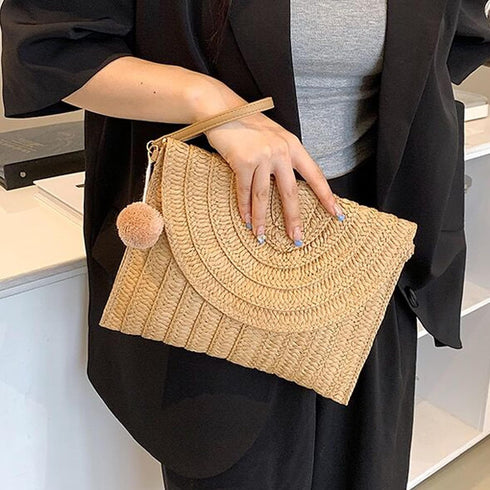monochef Straw Purse Bag for Women: Vacation Beach Essentials Handbags Shoulder Woven Crossbody Bags Rattan Clutch Purses Summer Wicker Handmade E...