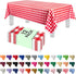 Grandipity 12 Pack Premium Disposable Plastic Picnic Tablecloth 54 Inch. x 108 Inch. Decorative Rectangle Table Cover - Red Checkered Gingham...