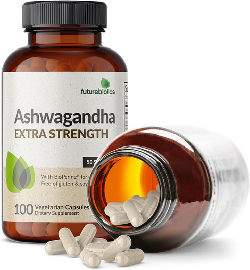 Futurebiotics Ashwagandha Extra Strength Stress & Mood Support with BioPerine - Non GMO Formula, 100 Vegetarian Capsules...