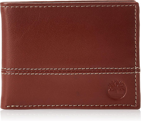 Timberland mens Leather Passcase Trifold Wallet Hybrid, Cognac, One Size...