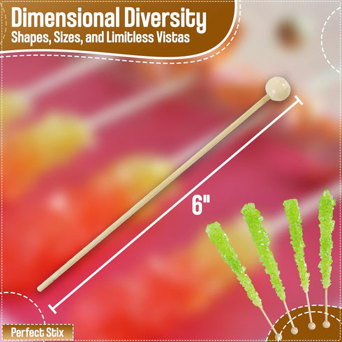Perfect Stix LB60-200 Rock Candy Sticks with Ball, 0.1" Height, 0.2" Width, 6" Length (Pack of 200)...