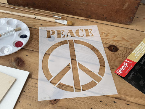 Stencil1 Peace Sign Stencil Durable Quality Reusable Stencils for Painting - Create Stencil Crafts and Decor - Decor on Walls Fabric & Furniture R...