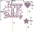 Purple Glitter Happy 10th Birthday Cake Topper with Cupcake Toppers - 10th Birthday Cupcake Decoration, 10th Birthday Cake Decor for Boys or Girls...