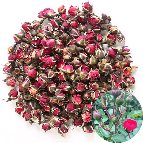 TooGet Fragrant Natural Deep Red Rose Buds Petals Organic Dried Golden-Rim Rose Flowers Wholesale, Culinary Food Grade - 4 OZ...
