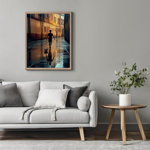 Posterizer 1 pcs-kid playing outside in the rain-poster for football soccer fans -3-Sports & Hobby Art Gifts for sports fans Decor for Home & Offi...