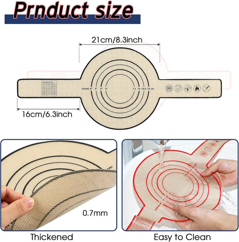 Nuenen 2 Pcs Silicone Baking Mat for Dutch Oven Bread Baking Non Stick Bread Mat Bread Sling Dutch Oven with Long Handle 0.7 mm Thickened Baking B...