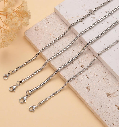 Tornito 8Pcs Chain Bracelet Stainless Steel Curb Width Rope Figaro Cuban Link Paperclip Twist Chain Bracelets Set for Men Women 7.5/8.3/9.0 Inches...