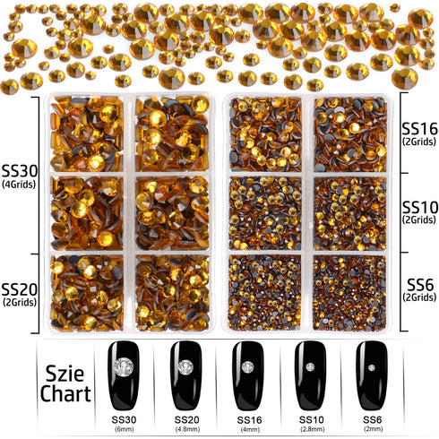 LPBeads 6400 Pieces Hotfix Rhinestones Topaz Flat Back 5 Mixed Sizes Crystal Round Glass Gems with Tweezers and Picking Rhinestones Pen...