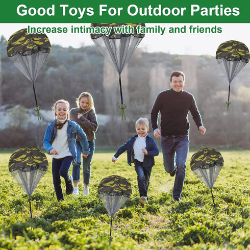 10&12&15 Pcs Parachute Toy, Camo Parachute Men Toy Tangle Free Throwing Hand Throw Outdoor Flying Gifts Paratrooper Toy No Battery nor Assembly Re...