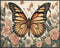 Posterizer 1 pcs- Beautiful brown butterfly next to wild Pink flowers-Art for Animal Lovers-Floral Botanical Art- Gift for Men Women Teens-Living ...