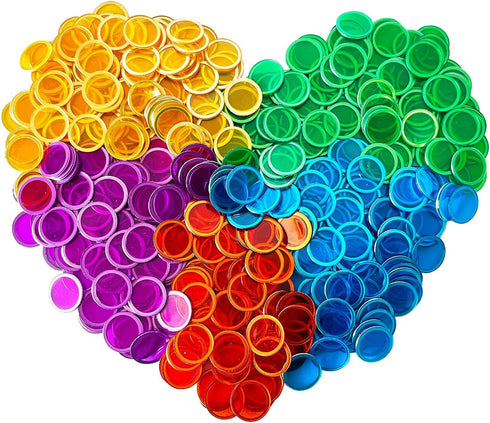 SEETOOOGAMES Magnetic Bingo Chips Counters - 500 Pieces Transparent Counting Game Chips - Clear Plastic Math Markers for Classroom - Mixed color...