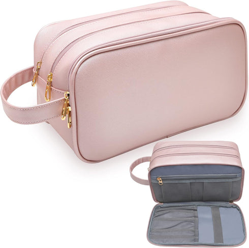 Travel-Accessories Makeup Bag for Women,Water Resistant Toiletry-Bag-For-Travel-Essentials,Dorm Room Essentials,Eco Leather Cosmetic Bag for Full ...