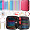 LOOEN 57pcs Aluminum Circular Knitting Needles Set with Ergonomic Handles,13 Size Interchangeable Crochet Needles with Storage Case for Small Proj...