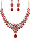 EVER FAITH Women's Austrian Crystal Art Deco Bridal Floral Wave S-Shaped Teardrop Necklace Earrings Set...