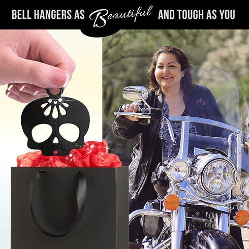 Sparkle Rider Sugar Skull Bell Hanger Mount with Swarovski Crystals | Decorative Bracket to Attach Gremlin, Guardian, Harley Motorcycle Bells | Cu...