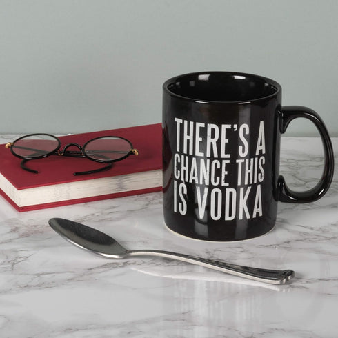 Primitives by Kathy Black and White Stoneware Coffee Mug, 20-Ounce, There's A Chance This is Vodka...