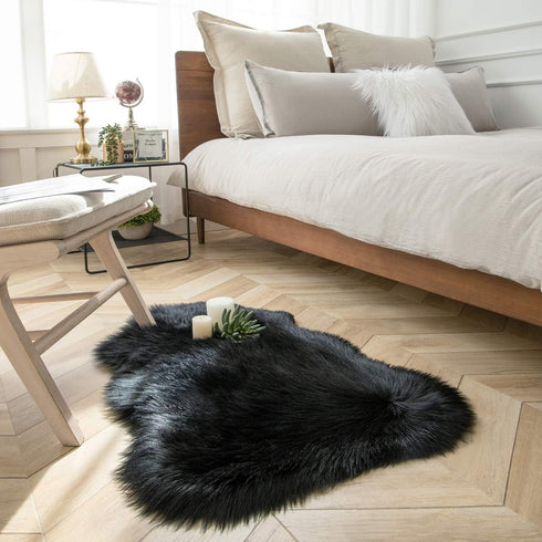 Ashler Faux Fur Rug, Black Area Rugs, Fluffy Sheepskin Fur Rug, Fuzzy Ultra Soft 2 x 3 Ft Rugs, Machine Washable Shag Rug, Nursery Throw Rugs for ...