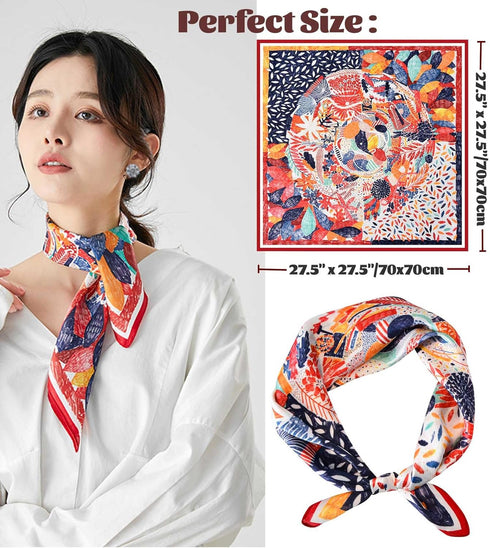 kcctoo 27.5" Mulberry Silk Feeling Head Scarf Women's Fashion Square Neck Satin Scarfs for Bag Hair Scarves Gift...