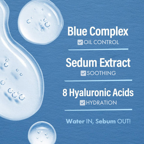 DASHU Boy Blue Sedum Water Serum | Hydrating Skin Serum Water Based Moisturizer for Face w/ 8 Hyaluronic Acids | Men’s Grooming Essentials 2.19 fl...