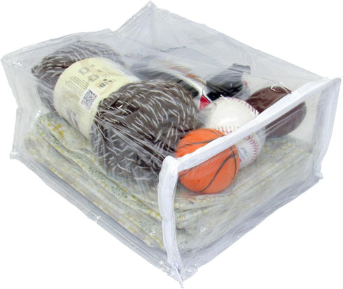 Heavy Duty Vinyl Zippered Closet Square Storage Bags (Clear) for Sweaters, Blankets, Arts & Crafts, Toys and Much More! (9" x 11" x 5") 2.1 Gallon...