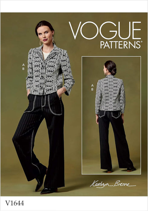 Vogue V1644E5 Women's Fitted Collared Jacket and Flared Pants Sewing Patterns by Kathryn Brenne, Sizes 14-22...