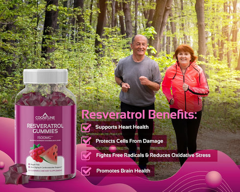 Resveratrol Gummies - Sugar Free Natural Raspberry Watermelon Flavor, 1500mg Resveratrol Supplement for Heart, Brain, Immune Support & Wellness, P...