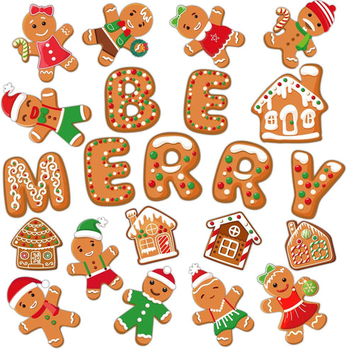 Christmas Cutouts Xmas Gingerbread Classroom Bulletin Board Decorations Merry Christmas Party Supplies for Toddler Kids Students Classroom Decors...