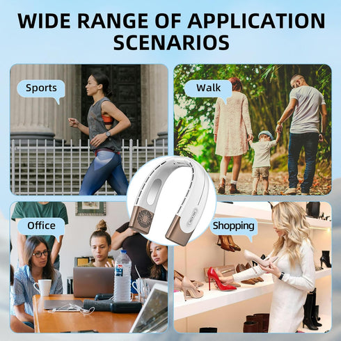 Portable Neck Fan,Hands Free Bladeless Fan with 2 Cooling Plate,Personal Fan 4000mAh Battery USB Rechargeable,5 Speeds Adjustable 360° Cooling,Sup...