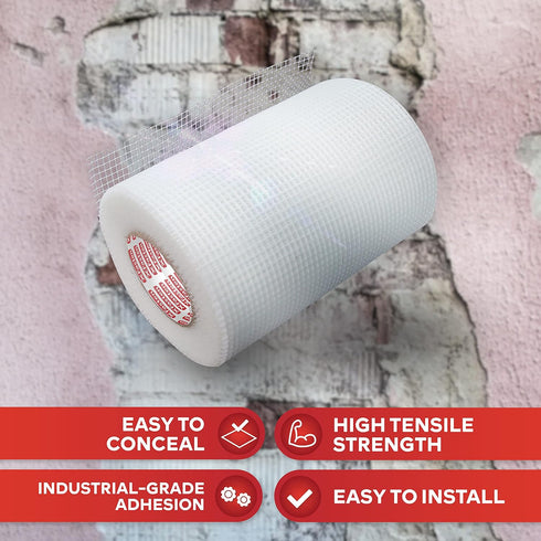 XFasten Drywall Repair Mesh Tape - 6-Inch X 90-Foot Mesh Tape for Drywall Repair, Fiberglass Drywall Patch Hole, Heavy Duty Wall Repair Mesh Spack...