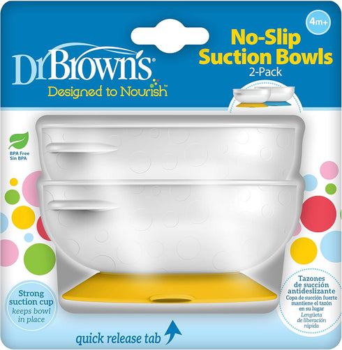 Dr. Brown's No-Slip Strong Suction Bowl for Babies and Toddlers, BPA Free - 2-Pack...