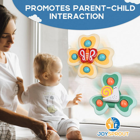 Spinner Toys for Babies, 4pcs Baby Spinners with Suction Cups for Interactive Stimulation and Sensory Development, Window Spinners for Toddlers 1-...