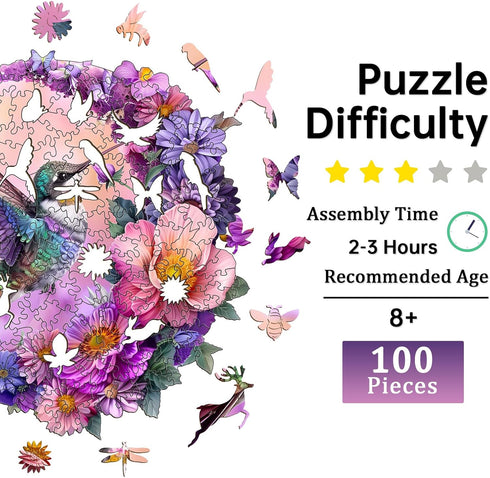 Wooden Puzzles for Adults, Hummingbird Wooden Jigsaw Puzzles for Adults, Wood Puzzles Adult, Unique Animal Shape Wood Cut Puzzles, Birthday Gifts ...